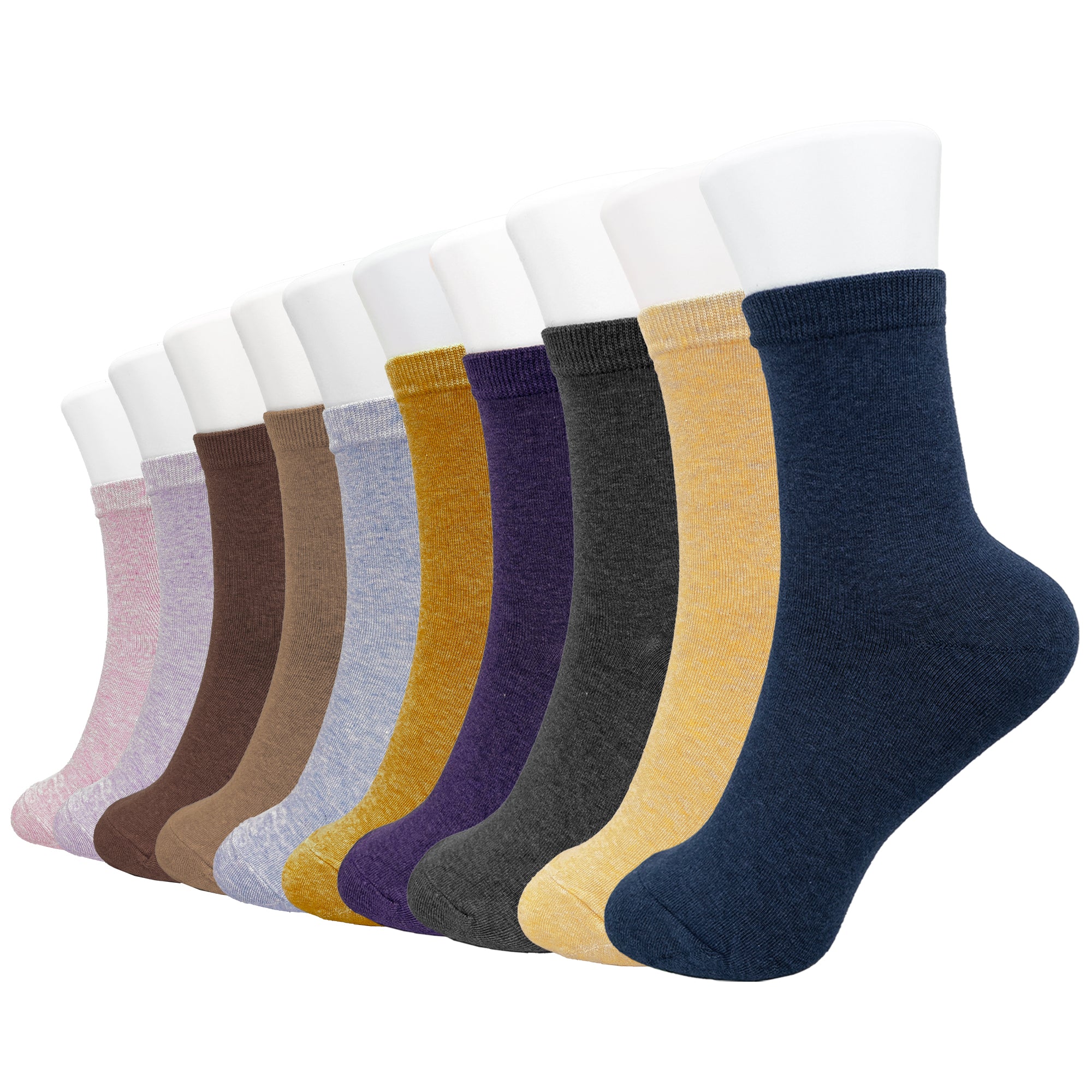 FEETO Women Crew Assorted Colors Socks, 10 Pairs