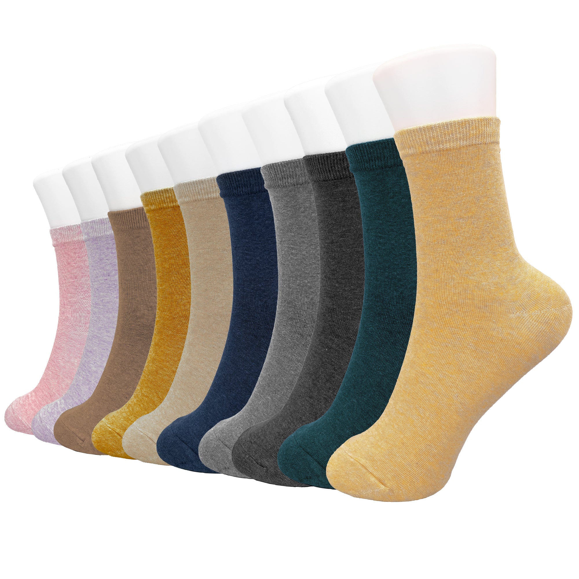 FEETO Women Crew Assorted Colors  Socks, 10 Pairs