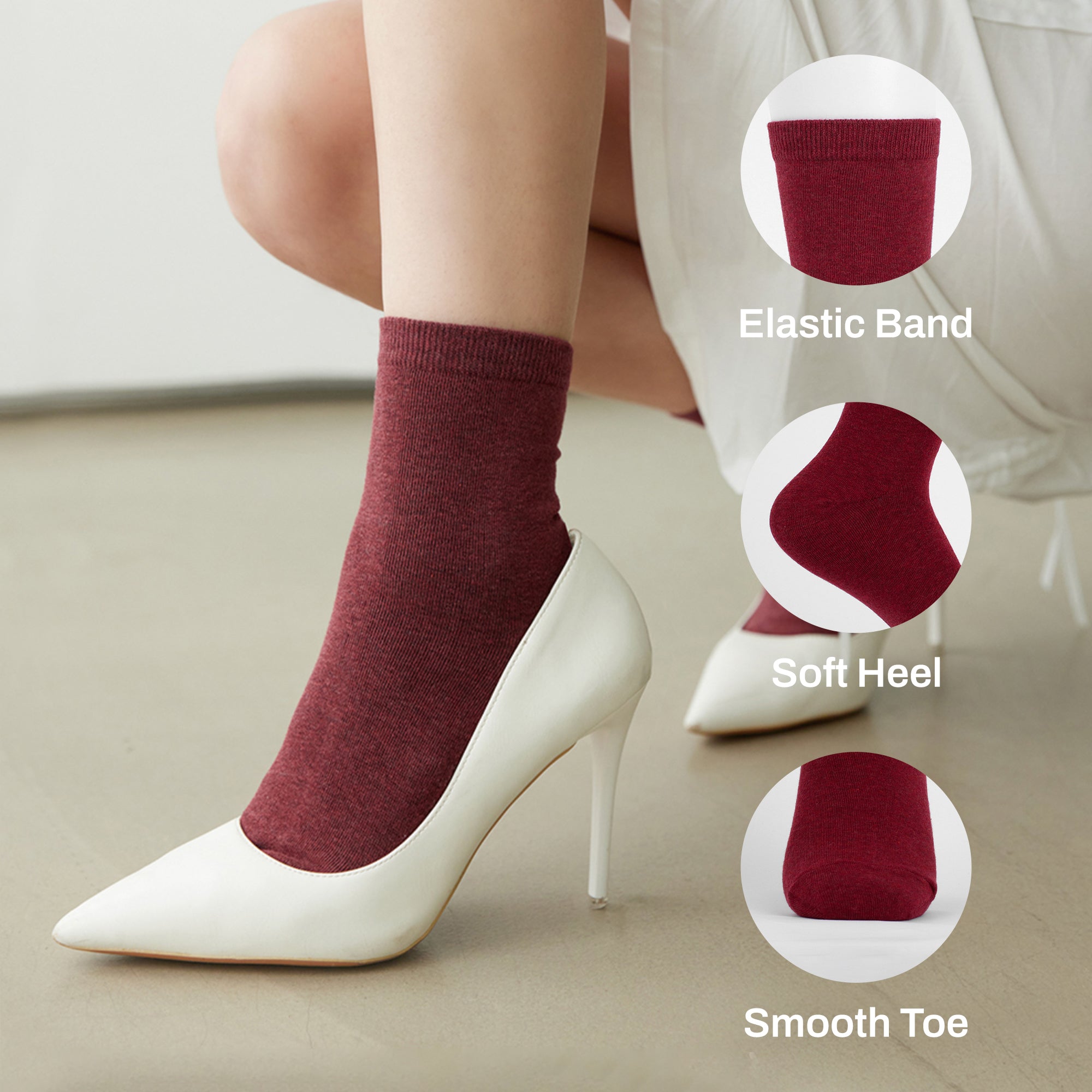 FEETO Women Crew Assorted Colors Socks, 10 Pairs