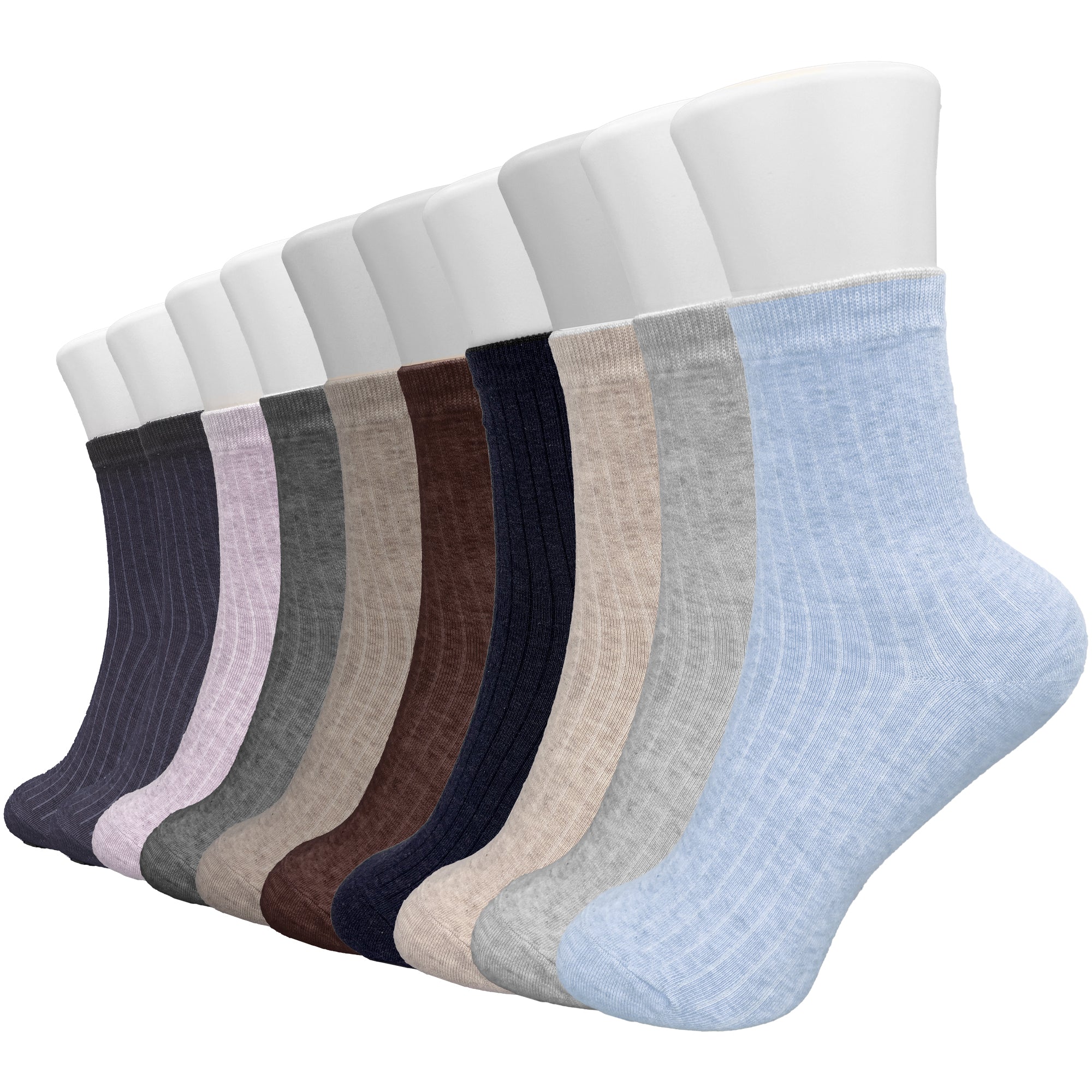 FEETO Women Crew Assorted Colors Socks, 10 Pairs