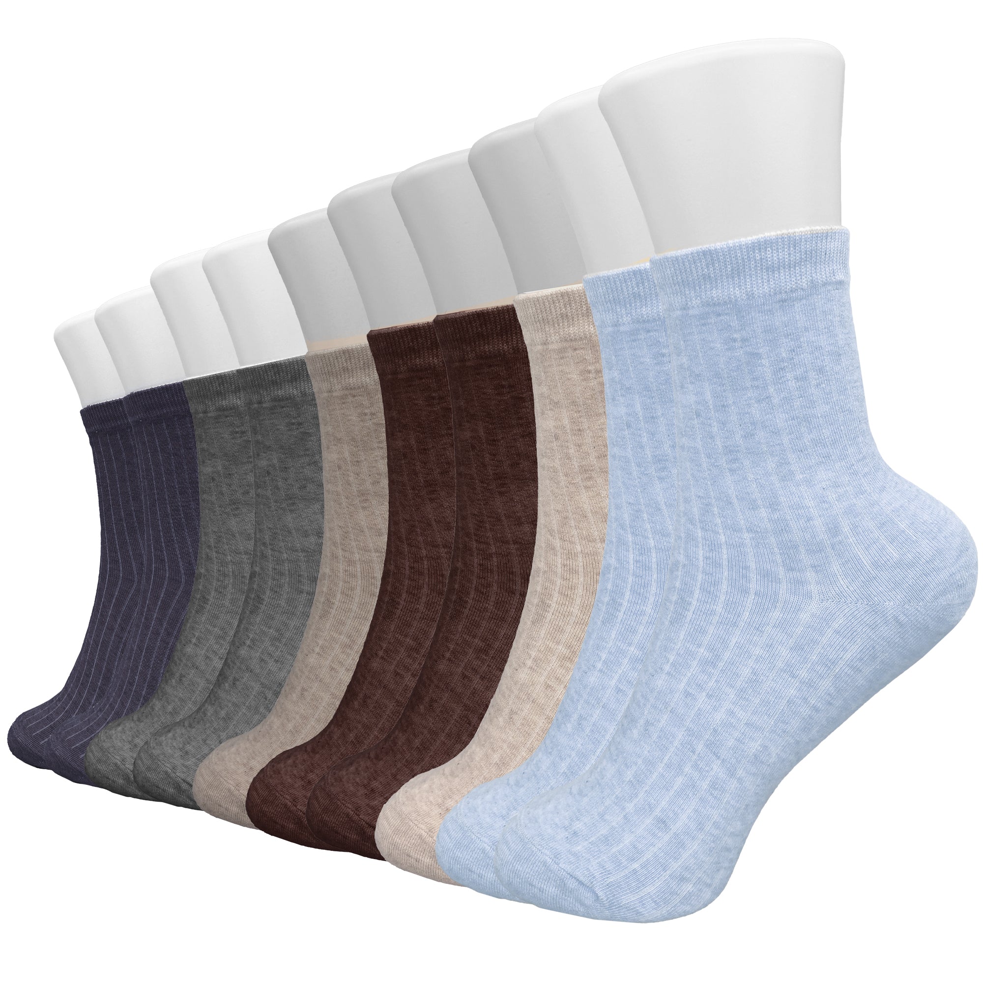 FEETO Women Crew Assorted Colors  Socks, 10 Pairs
