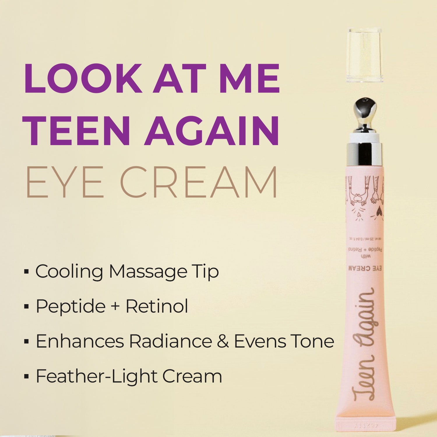 Look at Me Teen Again Dark Circle Eye Cream, Anti-Aging Line Smoothing Skin Care Treatment, Wrinkle Care, Cruelty Free, for Women and Men 0.84 fl. oz 25 ml
