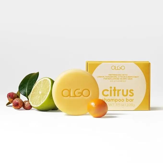 OLGO Citrus Shampoo Bar — a vegan, sulfate-free solid shampoo with lemon, tangerine, argan oil, and jojoba oil for balanced to dry hair, 3.5 oz / 100 g