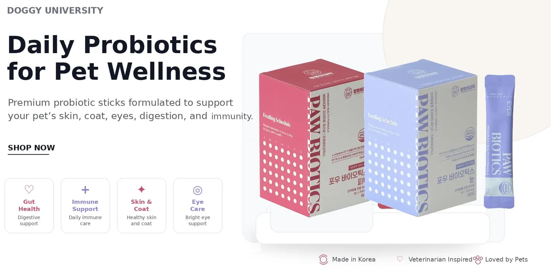Pawbiotics Skin & Coat Probiotic Sticks — 7-strain probiotic with KT-11, collagen, and hyaluronic acid for dogs and cats