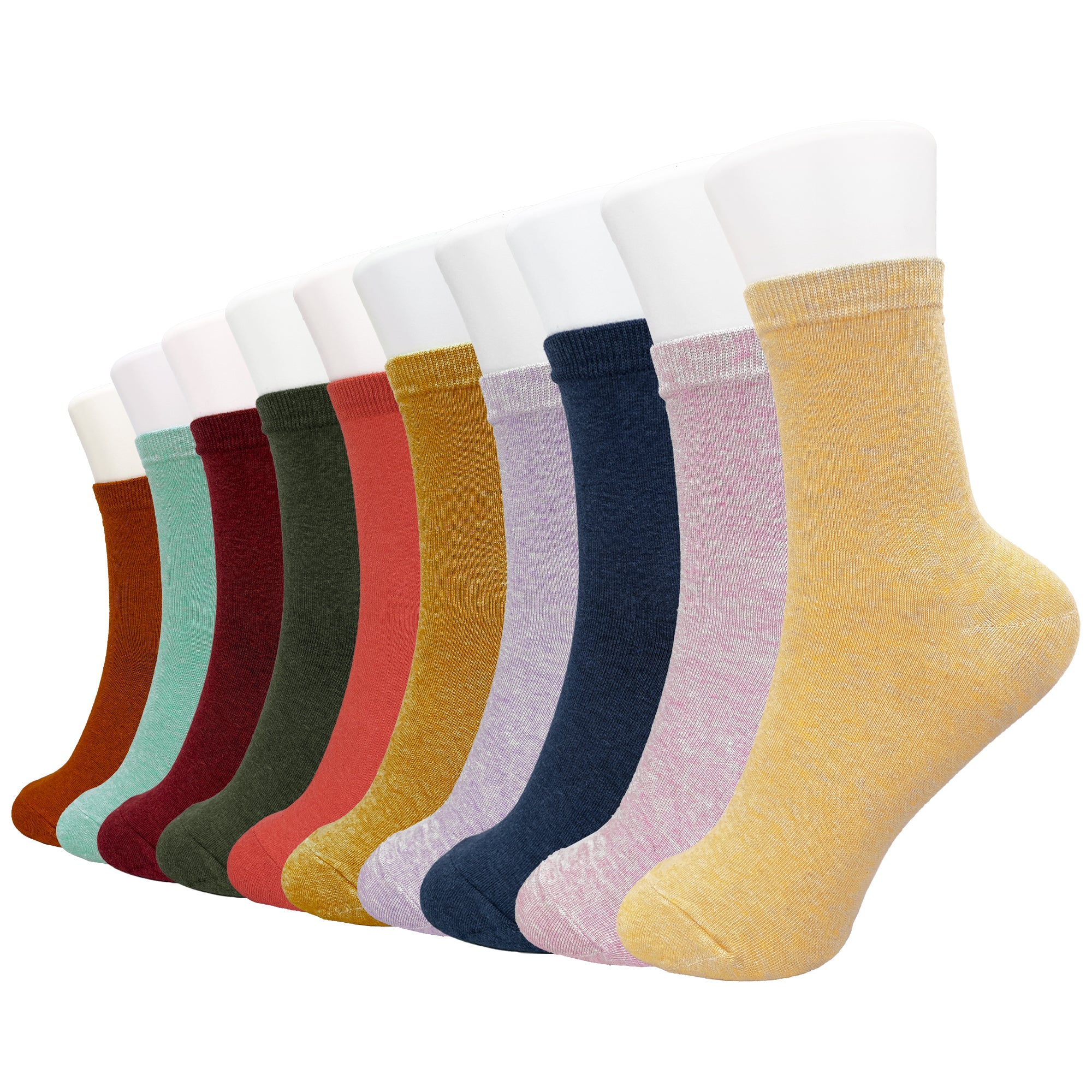 FEETO Women Crew Assorted Colors  Socks, 10 Pairs