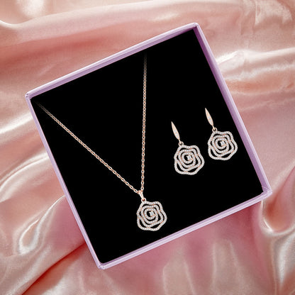 Floral Rose Earring + Necklace Set - DynaMart