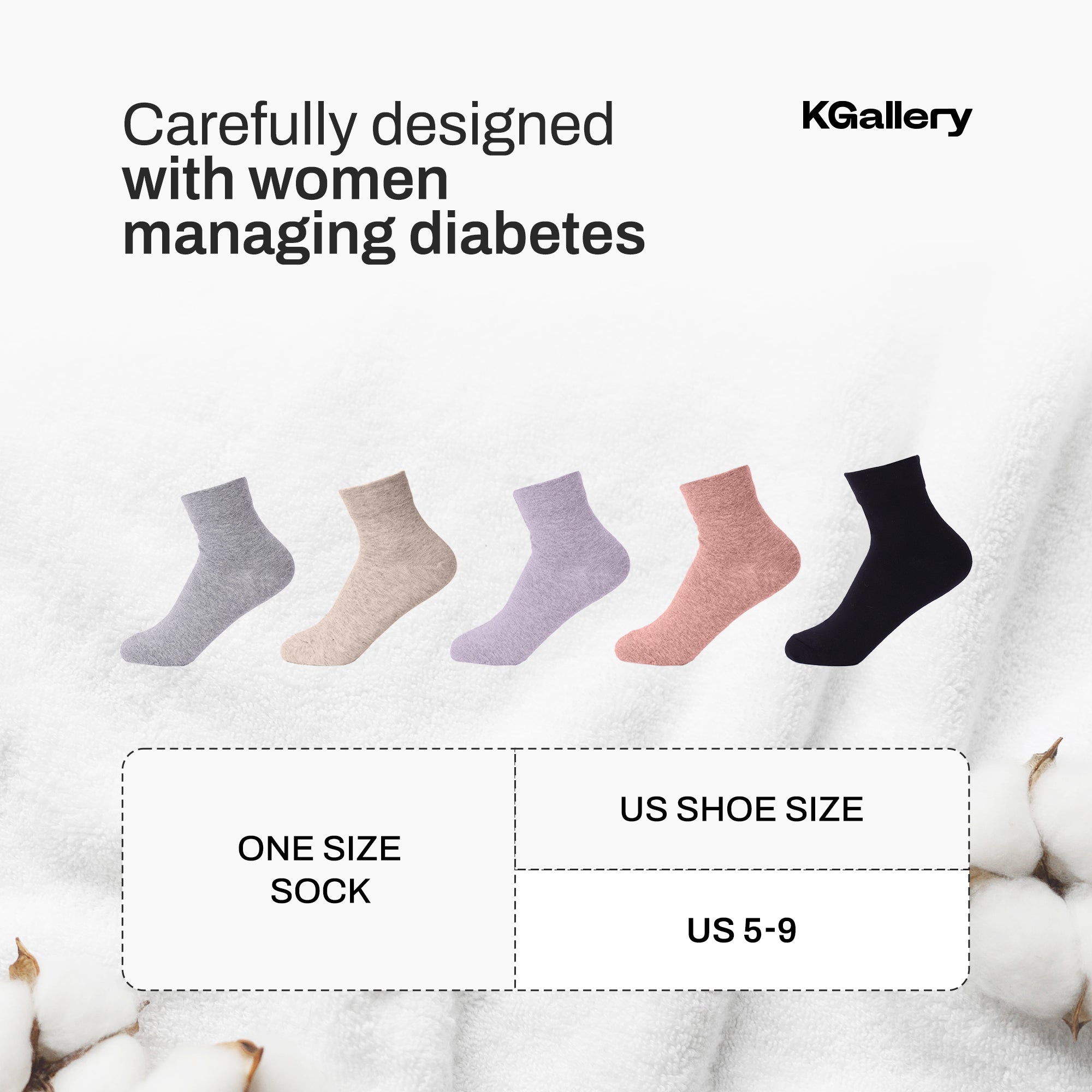 FEETO Non Binding Diabetic Socks for Women, 6 Pairs