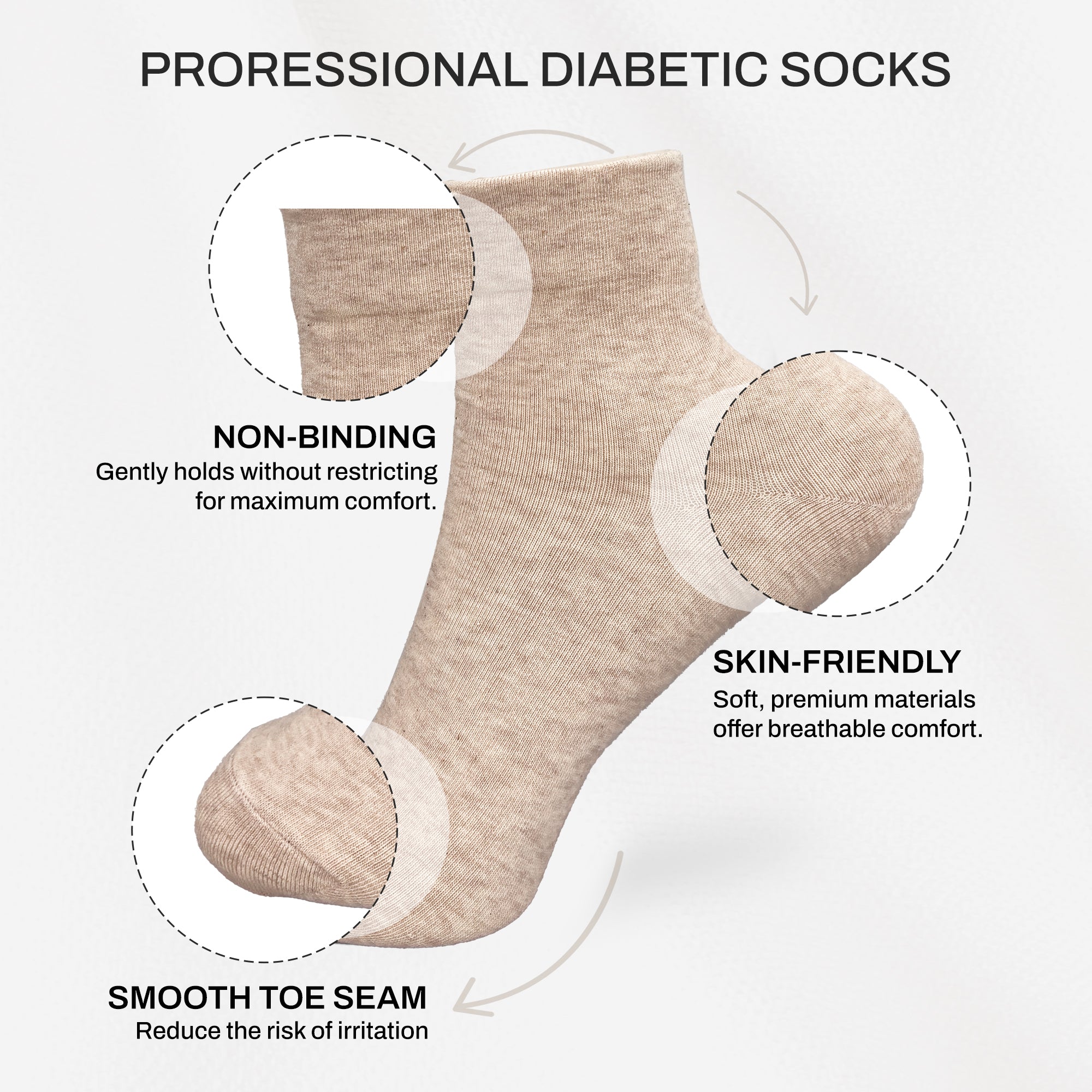 FEETO Non Binding Diabetic Socks for Women, 6 Pairs