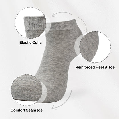 FEETO Cotton Ankle Socks, 6 Pairs