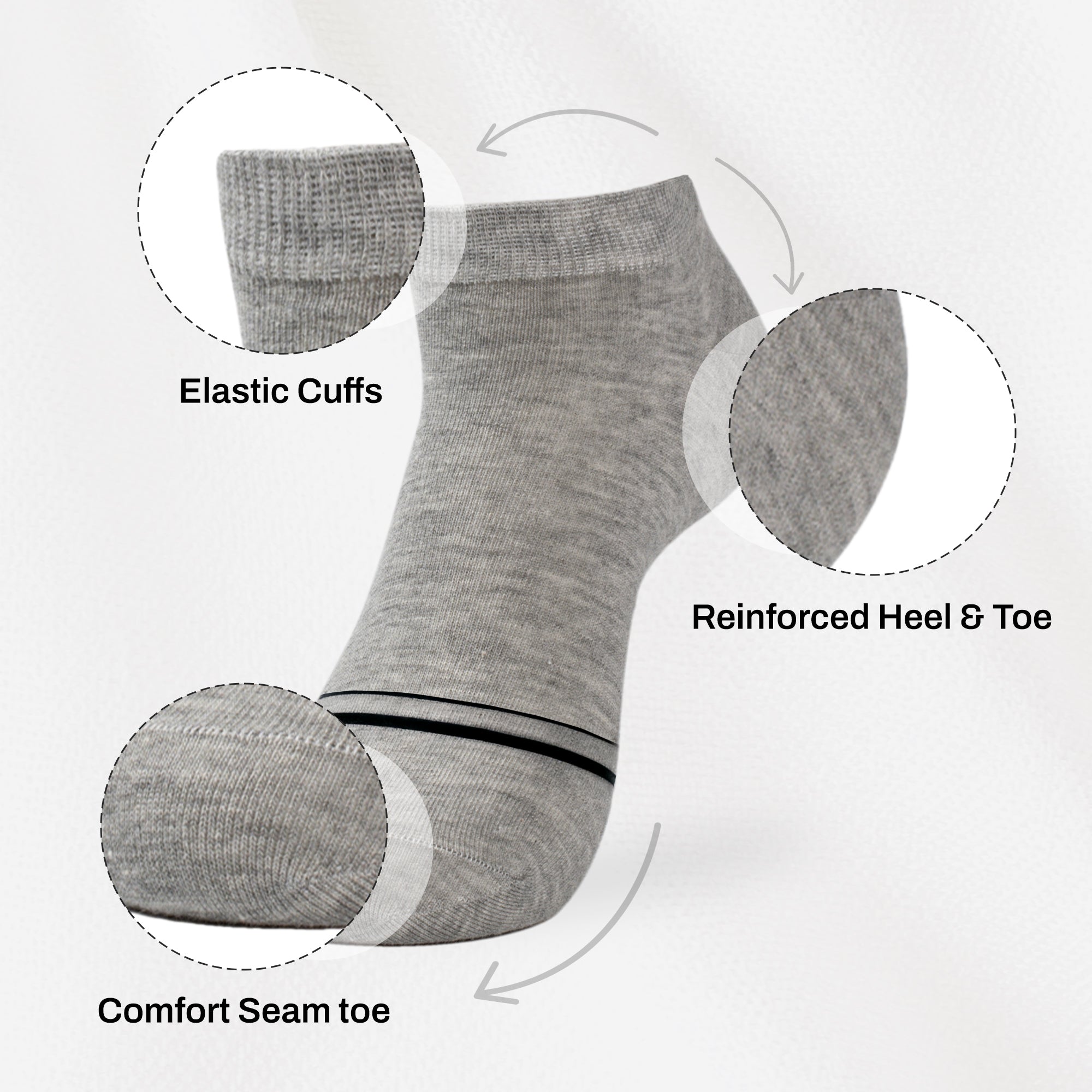 FEETO Cotton Ankle Socks, 6 Pairs