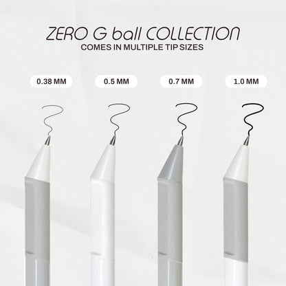 ZERO G Ball Ergonomic Black Pen Set 5 Packs (0.38, 0.5, 0.7, 1.0 mm)