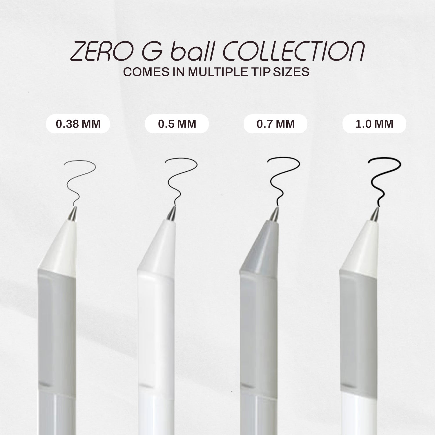 ZERO G Ball Ergonomic Black Pen Set 5 Packs (0.38, 0.5, 0.7, 1.0 mm)