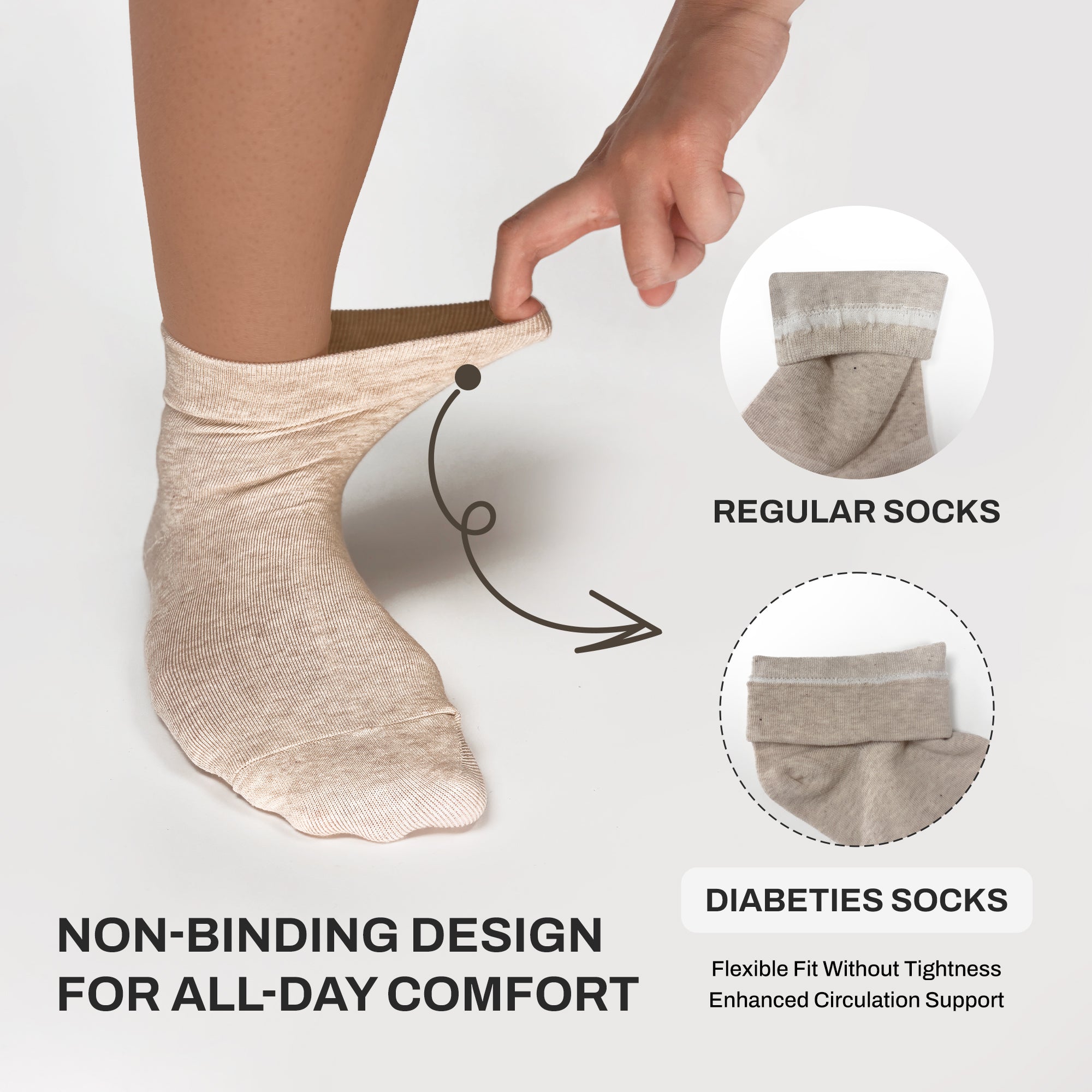 FEETO Non Binding Diabetic Socks for Women, 6 Pairs