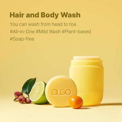 OLGO Citrus Shampoo Bar 3.5oz - Soap Free Solid Shampoo & Wash | Head to Toe for All Ages | Citrus, Argan Oil, Jojoba Oil, Shikakai | Vegan, Sustainable Formula - No Sulfates, Parabens, Phthalates