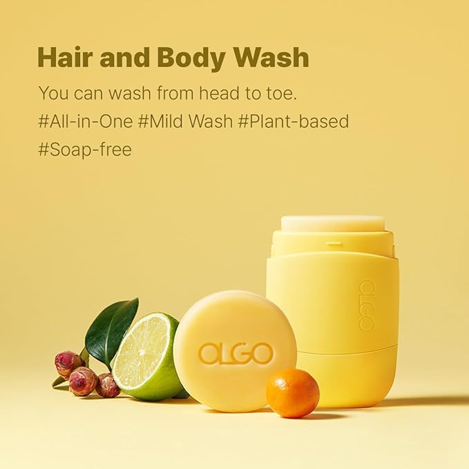 OLGO Citrus Shampoo Bar 3.5oz - Soap Free Solid Shampoo & Wash | Head to Toe for All Ages | Citrus, Argan Oil, Jojoba Oil, Shikakai | Vegan, Sustainable Formula - No Sulfates, Parabens, Phthalates