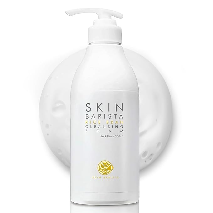 Pioom Rice Bran Cleansing Foam | Hydrating Face Wash for Sensitive Skin | Gentle K-Beauty Cleanser with Soft Creamy Texture & Lovely Scent | Family Size 16.9 fl oz