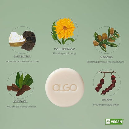 OLGO Botanic Conditioner Bar 2.8oz - Vegan, Sulfate-Free, Silicone-Free | Sustainable | Nourishing Argan, Jojoba, Shea Butter & Bergamot for Shiny, Healthy Hair