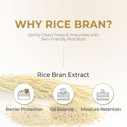 Pioom Rice Bran Cleansing Foam | Hydrating Face Wash for Sensitive Skin | Gentle K-Beauty Cleanser with Soft Creamy Texture & Lovely Scent | Family Size 16.9 fl oz