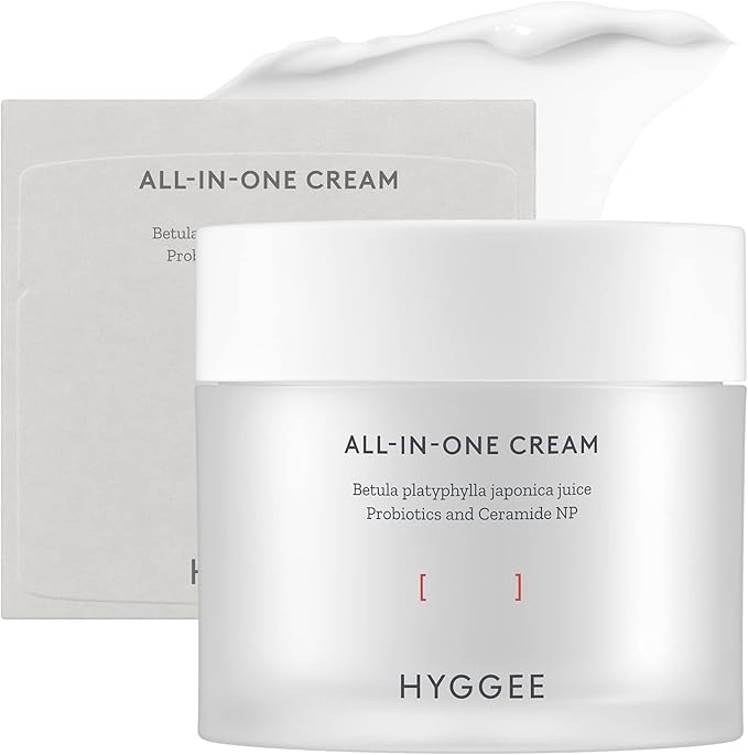 HYGGEE All in One Cream - High Moisture Barrier Face Moisturizer for Dry Skin - Probiotics & Ceramide - Non Sticky Moisturizing Cream - Skin Irritation Free, 2.7oz.