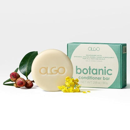 OLGO Botanic Conditioner Bar 2.8oz - Vegan, Sulfate-Free, Silicone-Free | Sustainable | Nourishing Argan, Jojoba, Shea Butter & Bergamot for Shiny, Healthy Hair