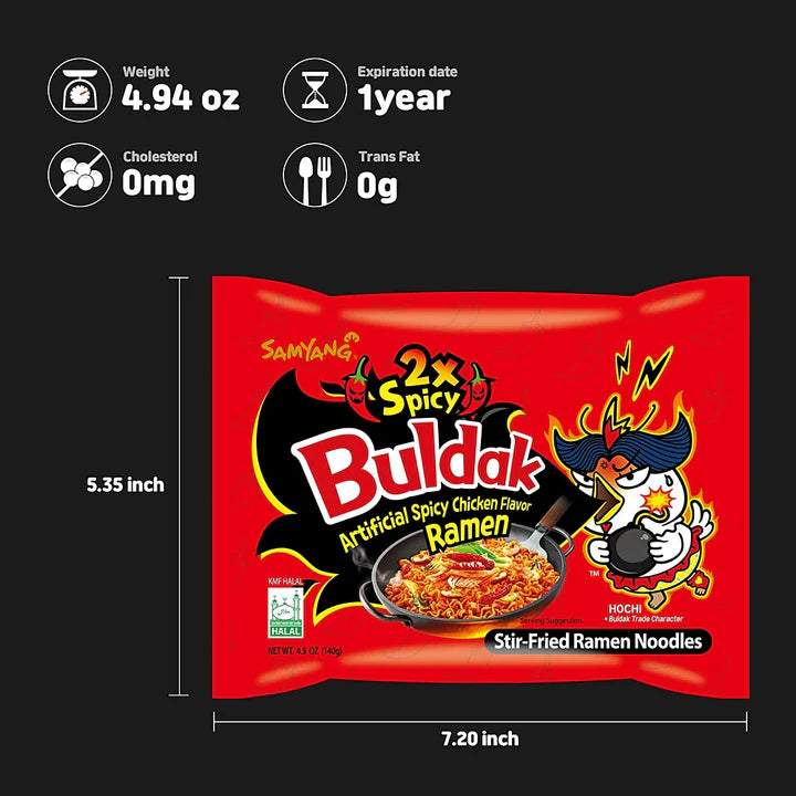 Samyang Buldak Ramen, Extra Spicy Hot Chicken Flavor(5 Packs)