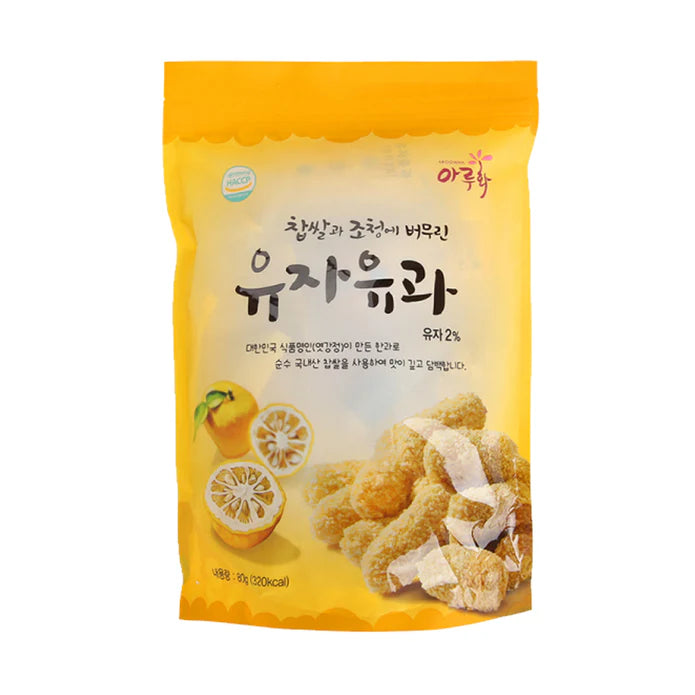 Aroowha Yuzu Glutinous Rice Snack Coated in Jocheong 2.82 oz