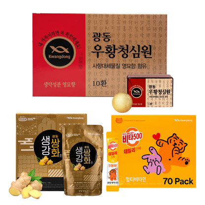 Kwangdong Woo Hwang Chung Shim Won Gift Set (include Ginger Ssang Hwa Jin, Vita500)