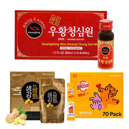 Kwangdong Woo Hwang Chung Shim Won Gift Set (include Ginger Ssang Hwa Jin, Vita500)