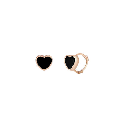 Mini Black Heart Huggie Hoop Earrings - DynaMart