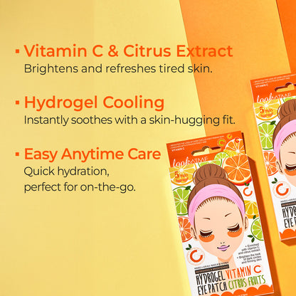 Look At Me Hydrogel Eye Patch, Vitamin C & Citrus Fruits, Eye Masks for Dark Circles & Puffiness, Eye Firming Skin Treatment for Men & Women, 5 Pairs (2 g / 0.07 oz) – Made in Korea