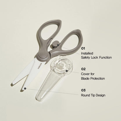 MOTHER-K Portable Ceramic Scissors with Tong Set