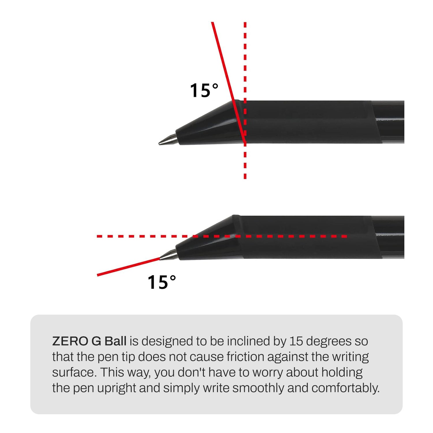 ZERO G Ball Ergonomic Black Pen Set 5 Packs (0.38, 0.5, 0.7, 1.0 mm)