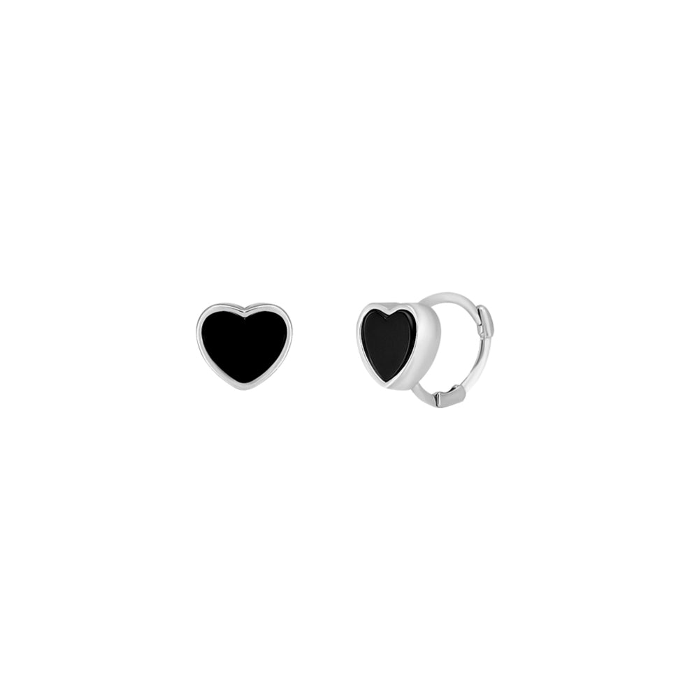 Mini Black Heart Huggie Hoop Earrings - DynaMart