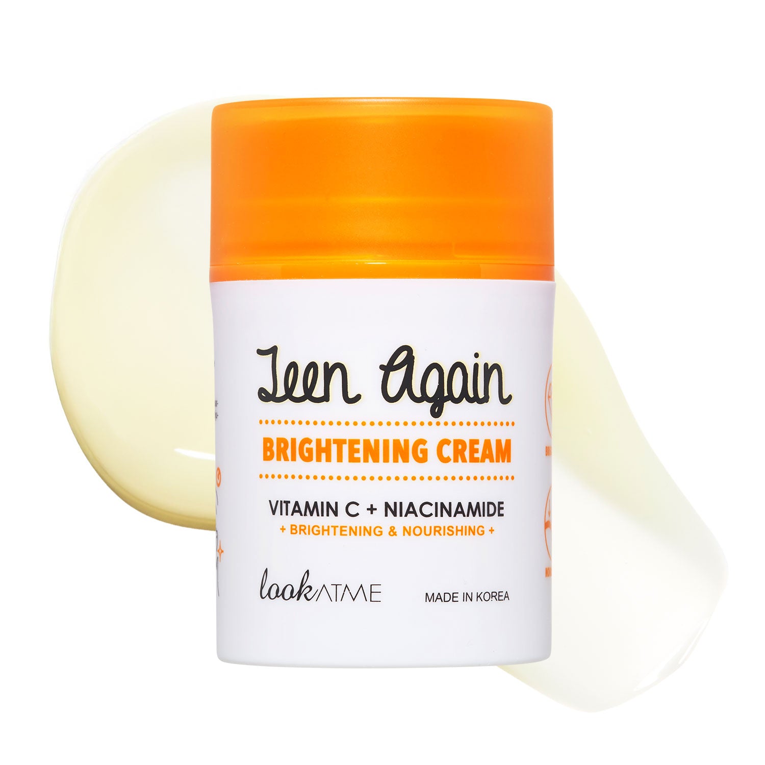 Look At Me Teen Again Brightening Cream with Vitamin C + Niacinamide, Lightweight Fast-Absorbing Face Moisturizer for Dull, Uneven-Looking Skin, 1.69 fl oz, Made in Korea
